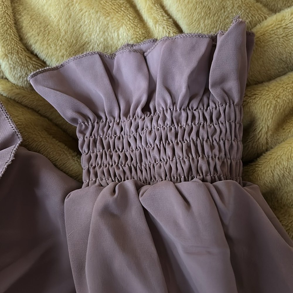 Tan Long Sleeve Tiered Sundress with Mock Neck - Picture 6 of 8